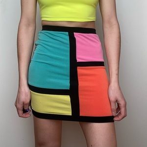 Color Block Mini Skirt